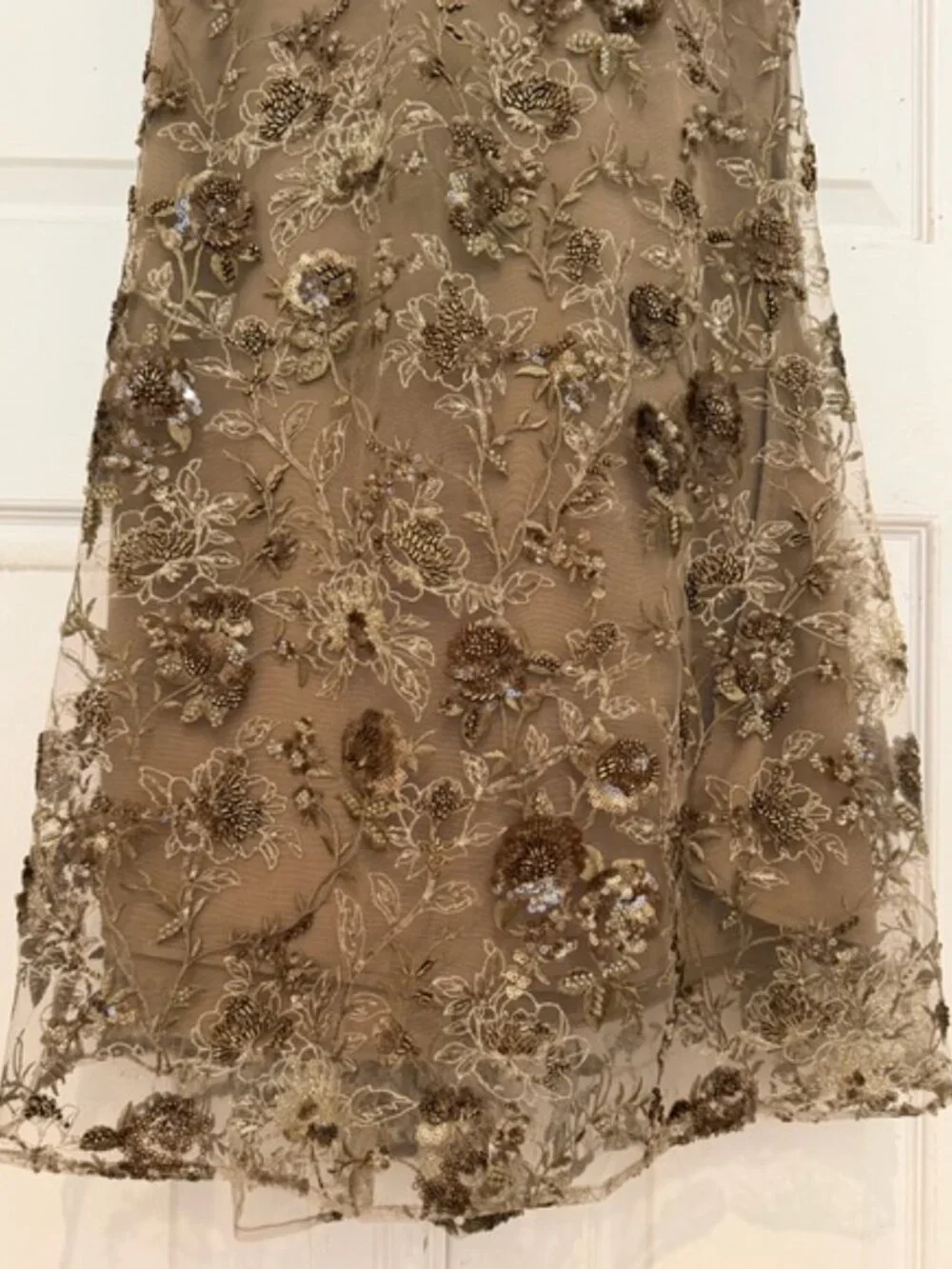 House Of CB Elegant Gold Floral Embroidered Gown. - Picture 6 of 15